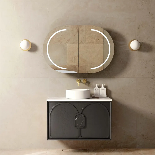 Otti Laguna Mark II Wall Hung Vanity Black Oak 890X460X550