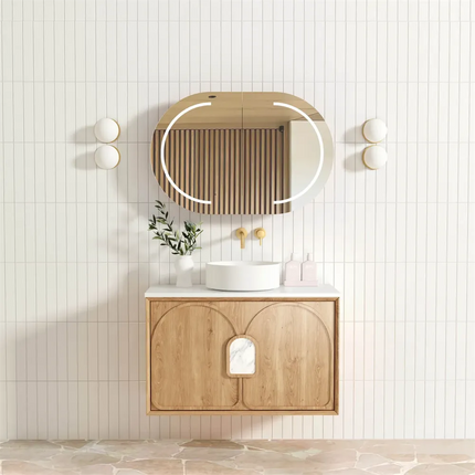 Otti Laguna Wall Hung Vanity American Natural Oak 890X460X550