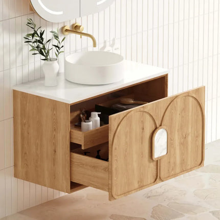 Otti Laguna Wall Hung Vanity American Natural Oak 890X460X550