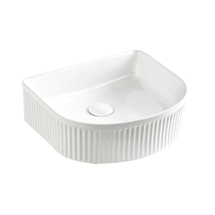 Arco Fluted Fine Ceramic Above Counter Basin White 400X350X130mm ,