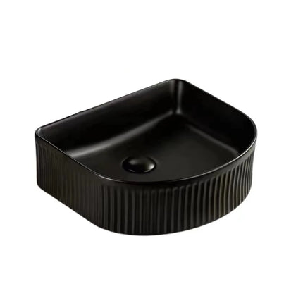 Arco Fluted Fine Ceramic Above Counter Basin Matte Black 400X350X130mm ,