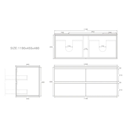 Alpha Gloss White Wall Hung Drawer Only Vanity