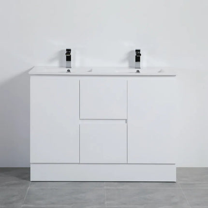 Alpha Gloss White Free Standing Vanity on Kickboard