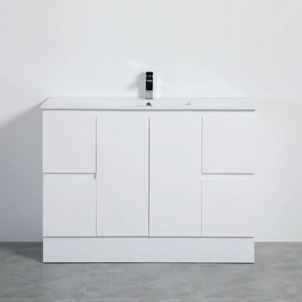 Alpha Gloss White Free Standing Vanity on Kickboard