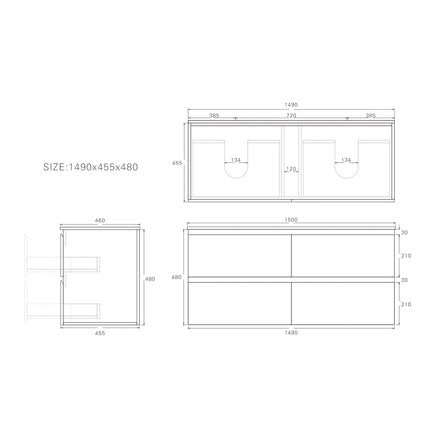 Alpha Gloss White Wall Hung Drawer Only Vanity