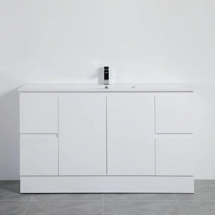 Alpha Gloss White Free Standing Vanity on Kickboard