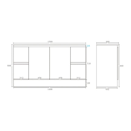 Alpha Gloss White Free Standing Vanity on Kickboard