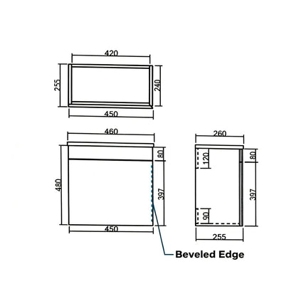 Alpha Mini Wall Hung PVC Vanity 450X255X480mm