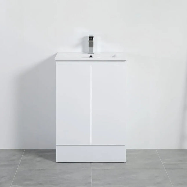 Alpha Gloss White Free Standing Vanity on Kickboard
