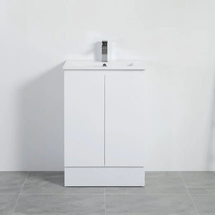 Alpha Gloss White Free Standing Vanity on Kickboard