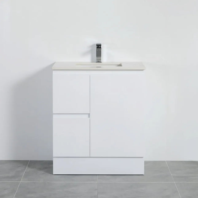 Alpha Gloss White Free Standing Vanity on Kickboard