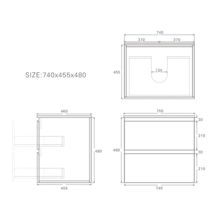 Alpha Gloss White Wall Hung Drawer Only Vanity