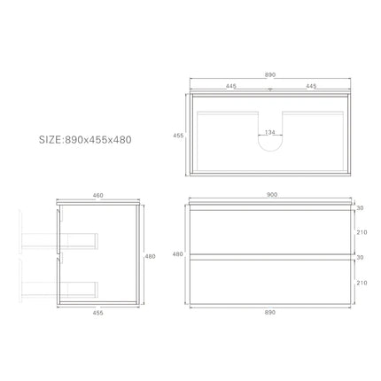Alpha Gloss White Wall Hung Drawer Only Vanity