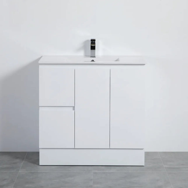 Alpha Gloss White Free Standing Vanity on Kickboard