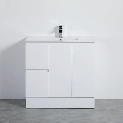 Alpha Gloss White Free Standing Vanity on Kickboard