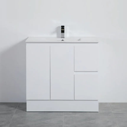 Alpha Gloss White Free Standing Vanity on Kickboard