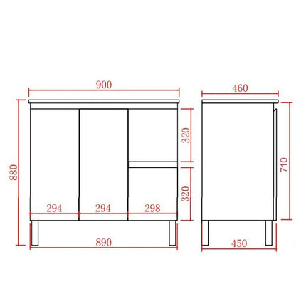 Alpha Gloss White Free Standing Vanity on Legs