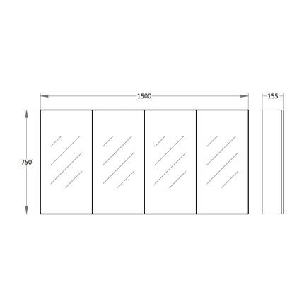 Alpha PVC Shaving Cabinets White 450-1500mm