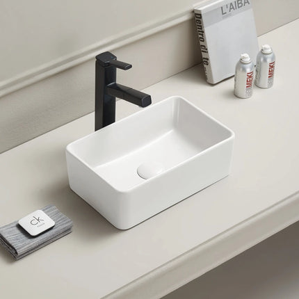 Crete Ceramic Above Counter Basin Gloss White 361 X 231 X 119mm ,