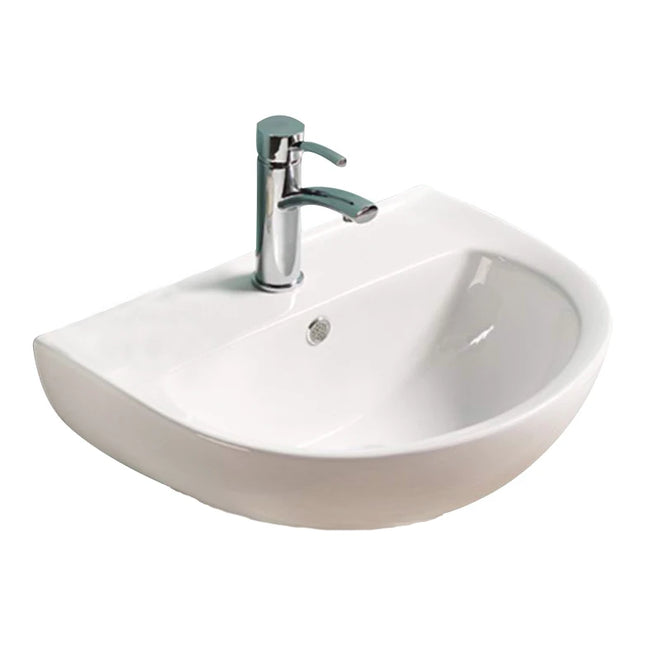 Carrida Fine Ceramic Wall Hung Care Basin Overflow Gloss White , Basin Only