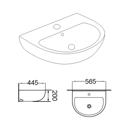 Carrida Fine Ceramic Wall Hung Care Basin Overflow Gloss White ,