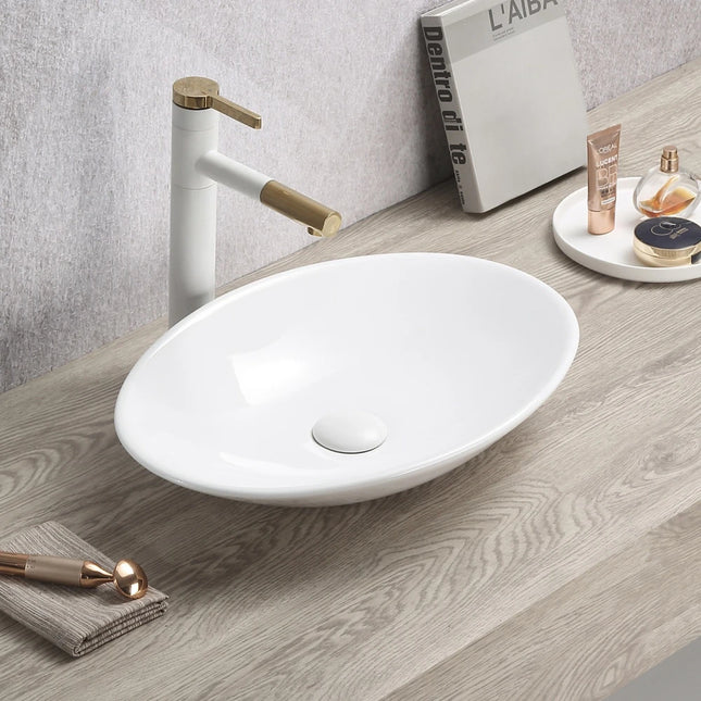 Cabrita Ceramic Above Counter Basin Gloss White 510X350X95mm ,