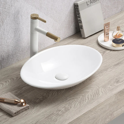 Cabrita Ceramic Above Counter Basin Gloss White 510X350X95mm ,