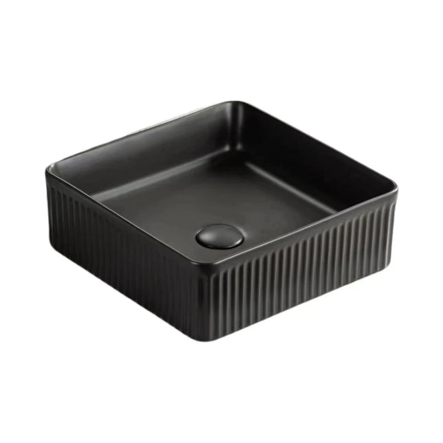 Crete Fluted Fine Ceramic Above Counter Basin Matte Black ,