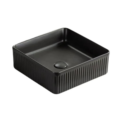 Crete Fluted Fine Ceramic Above Counter Basin Matte Black ,