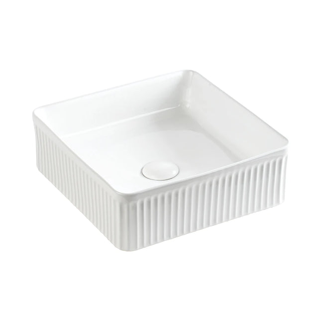 Crete Fluted Fine Ceramic Above Counter Basin White ,