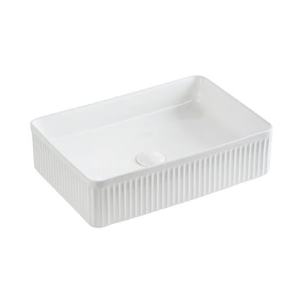Crete Fluted Fine Ceramic Above Counter Basin White ,