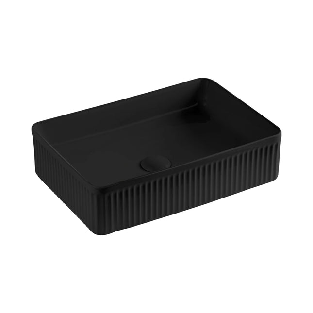 Crete Fluted Fine Ceramic Above Counter Basin Matte Black ,