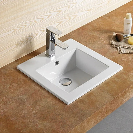 Crete Ceramic Insert Art Basin Gloss White with Tap Hole and Overflow ,