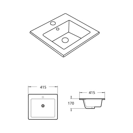 Crete Ceramic Insert Art Basin Gloss White with Tap Hole and Overflow ,