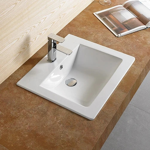 Crete Ceramic Insert Art Basin Gloss White with Tap Hole and Overflow ,