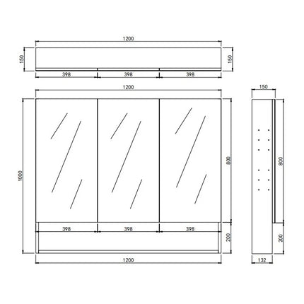Clark Plywood Mirror Cabinet Sandy Oak 600-1500mm