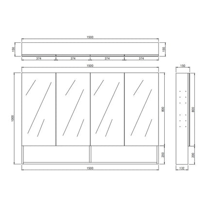 Clark Plywood Mirror Cabinet Sandy Oak 600-1500mm