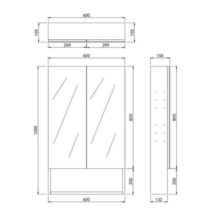 Clark Plywood Mirror Cabinet Sandy Oak 600-1500mm