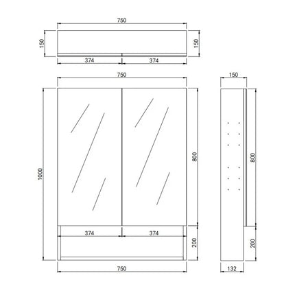 Clark Plywood Mirror Cabinet Sandy Oak 600-1500mm