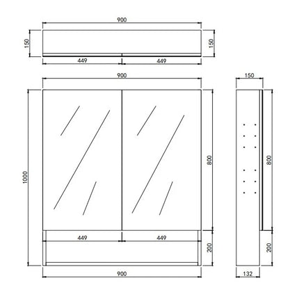 Clark Plywood Mirror Cabinet Sandy Oak 600-1500mm