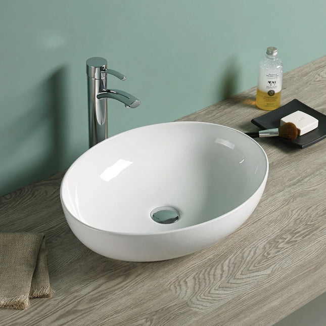 Carey Fine Ceramic Above Counter Basin White 520X395X130mm , Gloss White