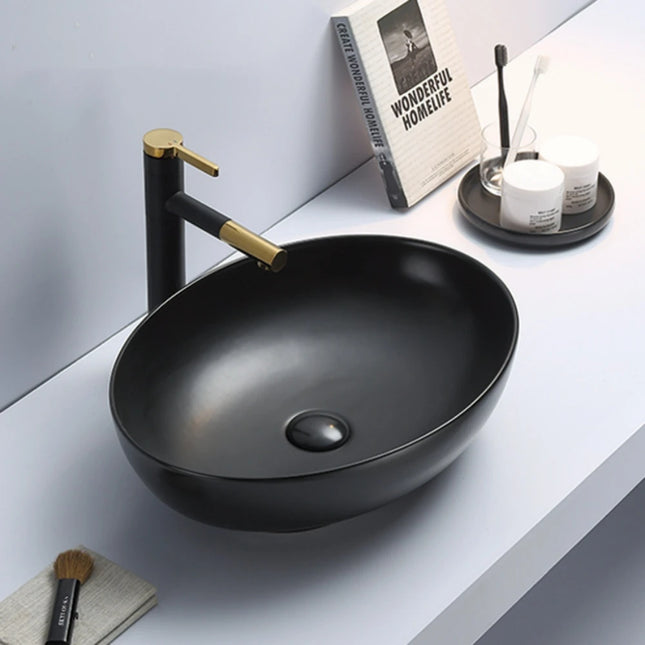 Carey Fine Ceramic Above Counter Basin Matte Black 520X395X130mm ,