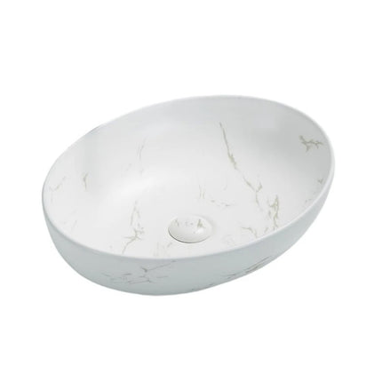Carey Fine Ceramic Above Counter Basin Marble Matte White 520X395X130mm ,