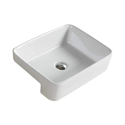 Kliff Fine Ceramic Semi Recessed Basin No Overflow Gloss White 480X377X135 ,