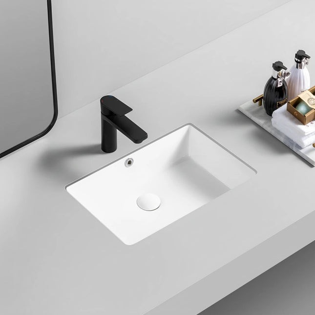 Crete Fine Ceramic Under Counter Basin Gloss White with Overflow ,