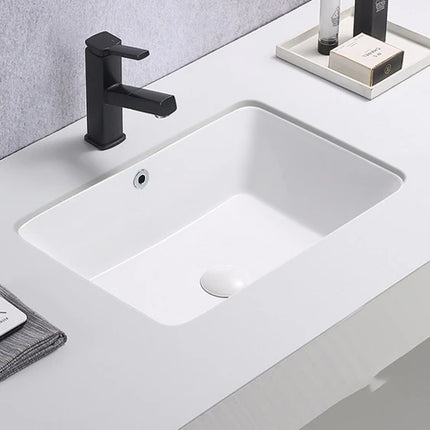 Crete Fine Ceramic Under Counter Basin Gloss White with Overflow ,