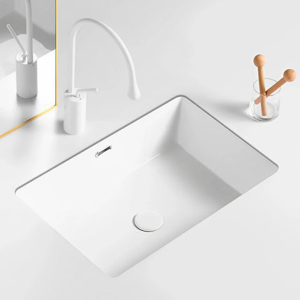 Crete Fine Ceramic Under Counter Basin Gloss White with Overflow ,