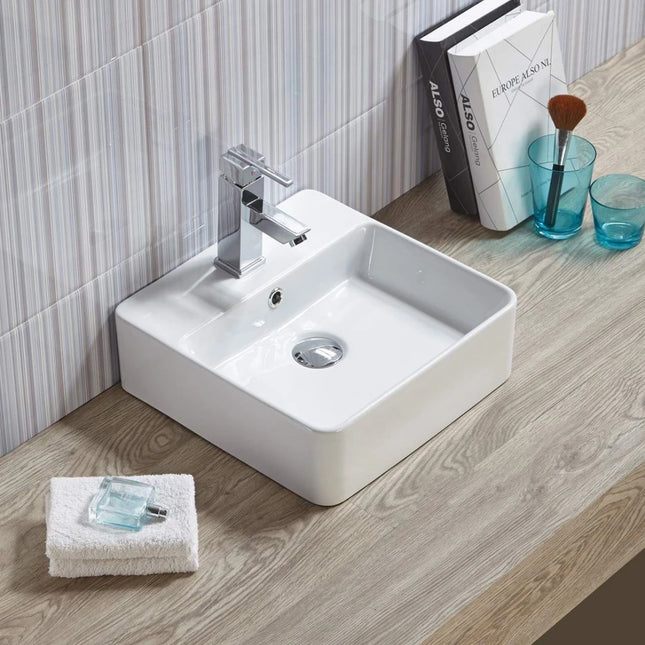 Crete Fine Ceramic Wall Hung Basin Gloss White with Overflow ,