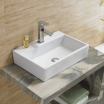Crete Fine Ceramic Wall Hung / Above Counter Basin Gloss White No Overflow 530X360X120mm ,