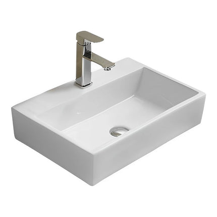 Crete Fine Ceramic Wall Hung / Above Counter Basin Gloss White No Overflow 530X360X120mm ,